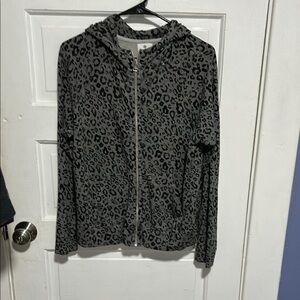Sundry Gray and Black Animal Print Hoodie